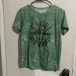 Green Short Sleeve Tee with Vintage Graphic
